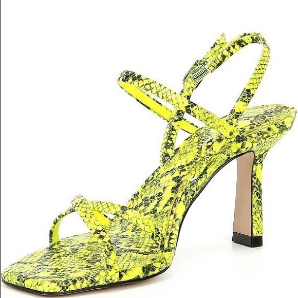 Gianni Bini Yellow Neon Snake Print Sandals - Picture 3 of 10